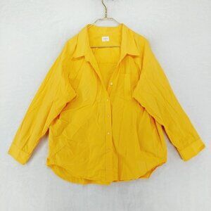 Wilfred Free Aritzia Relaxed Button-Up Oversized Bright Yellow Shirt P6296